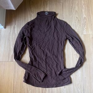 SKIMS Chocolate Brown Lightweight Turtleneck Long Sleeve Top